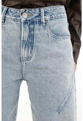 Tennis Jean Wide Leg Tiro Alto Azul Claro Para Mujer