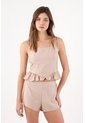 Tennis Top De Tiras Fit Relajado Con Volante Beige Arena Para Mujer de Tennis