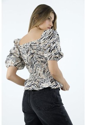 Camisa Estampado Animal Print Para Mujer