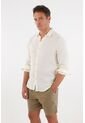 Tennis Camisa En 100% Lino Manga Larga Crudo Para Hombre de Tennis