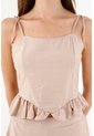 Tennis Top De Tiras Fit Relajado Con Volante Beige Arena Para Mujer de Tennis