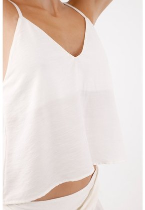 Tennis Top De Tiras Fit Relajado Con Escote En V En Viscosa Blanco Para Mujer