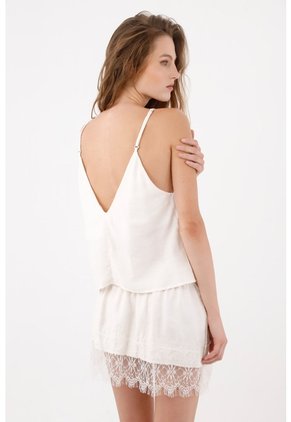 Tennis Top De Tiras Fit Relajado Con Escote En V En Viscosa Blanco Para Mujer