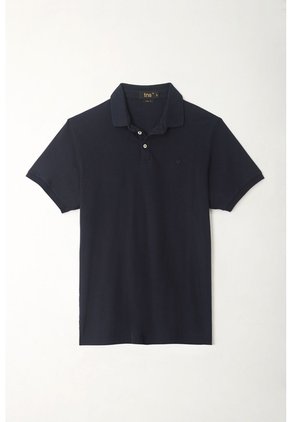 Tennis Polo Azul Slim Fit Cuello Tejido Para Hombre
