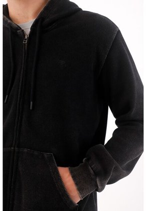 Tennis Buzo Regular Fit Con Efecto Lavado En Algodón Negro Para Hombre