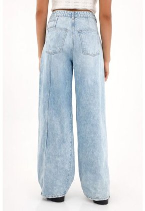 Tennis Jean Wide Leg Asimétrico De Tiro Bajo Para Mujer