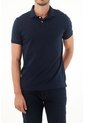 Tennis Polo Azul Slim Fit Cuello Tejido Para Hombre de Tennis