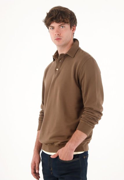 Buzo Tipo Polo Café Para Hombre