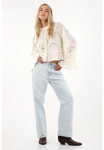 Tennis Jean Recto Con Efecto Desgaste Para Mujer Tennis