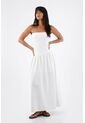 Tennis Vestido Para Mujer Algodón Blanco Midi Sin Tirantes Con Ojalillo de Tennis