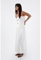 Tennis Vestido Para Mujer Algodón Blanco Midi Sin Tirantes Con Ojalillo de Tennis