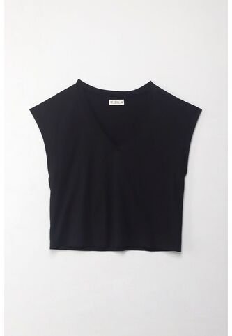 Tennis Camiseta Manga Sisa Negra Para Mujer Tennis