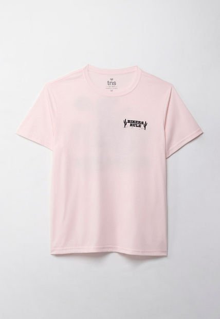Camiseta Manga Corta Estampada Rosada Para Hombre