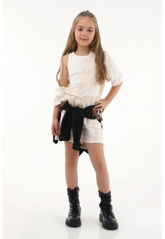 Enterizo De Manga Corta Crudo Niña Tennis