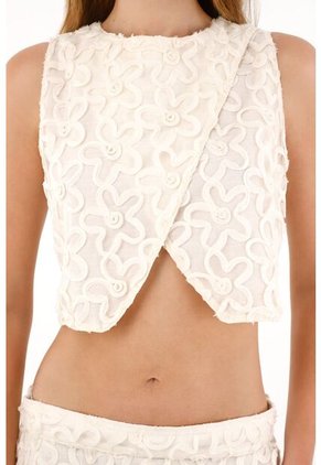 Tennis Camisa Bordada Manga Sisa Crudo Para Mujer