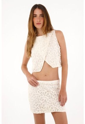 Tennis Camisa Bordada Manga Sisa Crudo Para Mujer