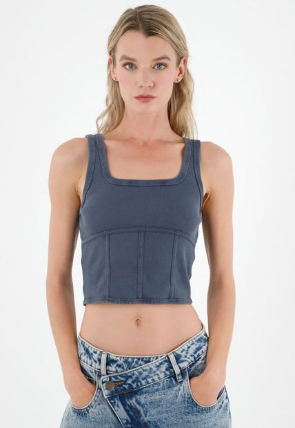 Camiseta Manga Sisa Gris Para Mujer