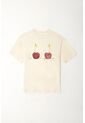 Tennis Camiseta Oversized Estampado Cerezas Crudo Para Mujer de Tennis