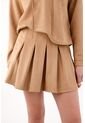 Tennis Falda Corta En Tela Suede Café Para Mujer de Tennis