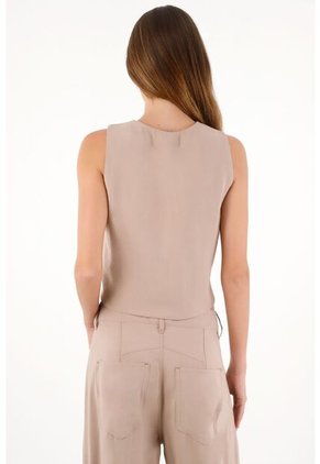 Tennis Chaleco Con Escote En V Crudo Con Caída Natural Para Mujer