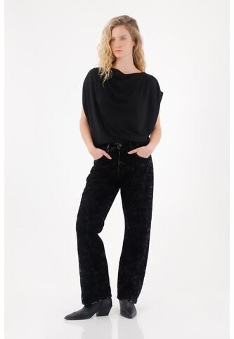 Tennis Camiseta Con Drappeado Negra Para Mujer Tennis