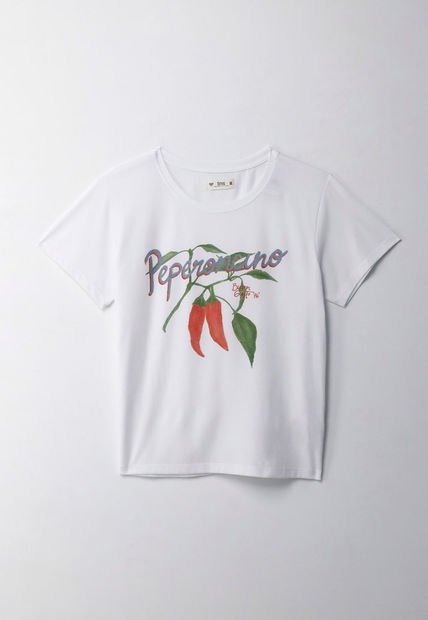 Camiseta Básica Estampada Blanca Para Mujer