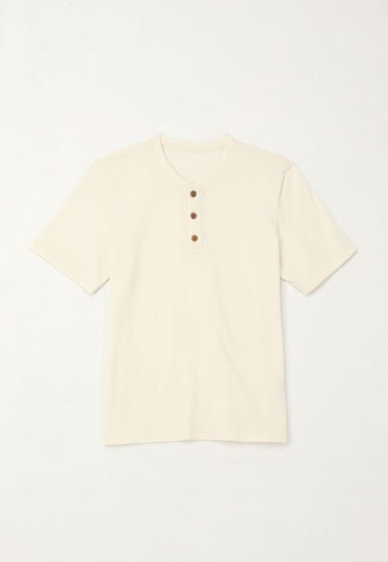 Camiseta Cuello Redondo Con Botones Crudo Para Niño