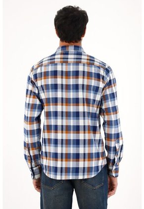 Camisa Leñadora Con Botones En Madera Azul Para Hombre