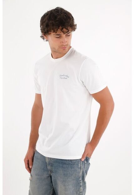 Tennis Camiseta Con Estampado Frontal Y En Espalda Blanca Para Hombre