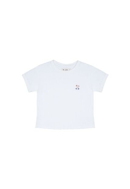 Camiseta Blanca Con Bordado Decorativo Para Niña