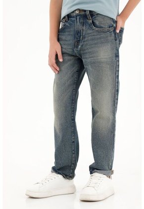 Jean Recto Tono Azul Tiro Medio Para Niño