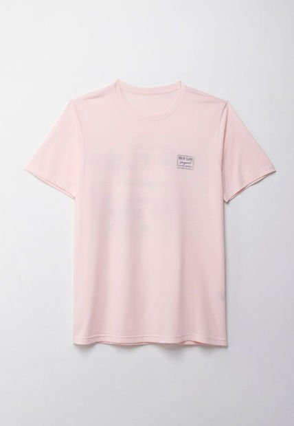 Camiseta Manga Corta Estampada Rosada Para Hombre