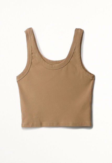 Camiseta Crop En Rib Crudo Para Mujer