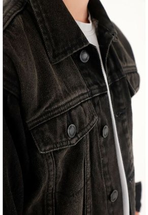 Chaqueta Trucker Negra Para Niño