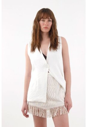 Tennis Falda Corta Con Fleco Y Bordados Crudo Para Mujer