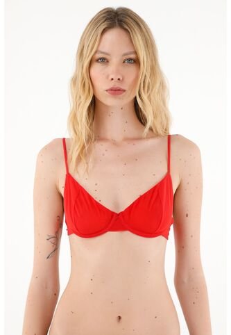 Tennis Top Rojo Con Varilla Semitransparente Para Mujer Tennis