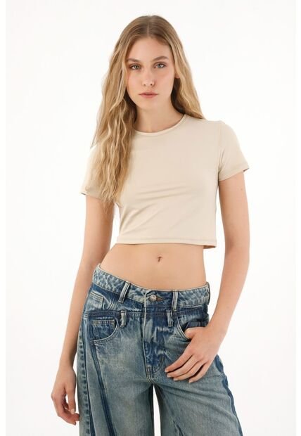 Tennis Camiseta Ajustada Tipo Crop Crudo Para Mujer