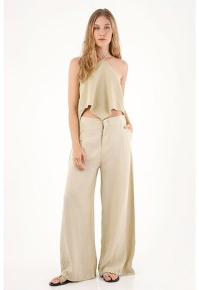 Camisa Con Escote Halter Café Para Mujer