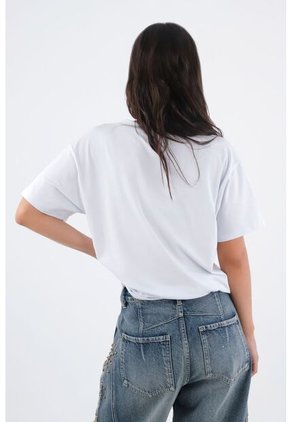 Tennis Camiseta Para Mujer De Algodón Blanca De Fit Relajado Con Escote En V