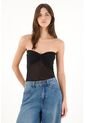 Tennis Camiseta Strapless En Malla Negra Para Mujer de Tennis