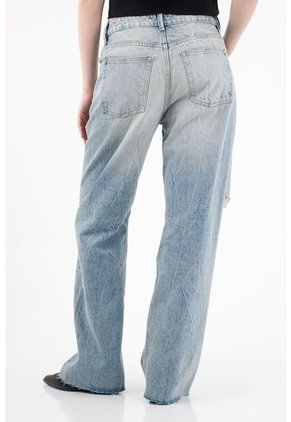 Tennis Jean Wide Leg Tiro Alto Con Rotos Para Mujer