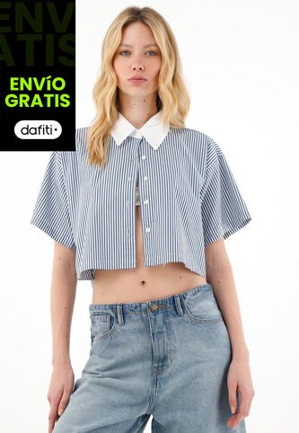 Tennis Camisa Crop Con Estampado A Rayas Para Mujer Tennis