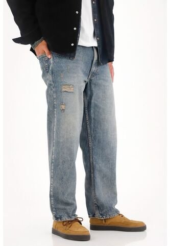 Tennis Jean Loose Con Desgastes Y Rotos Azul Para Hombre Tennis