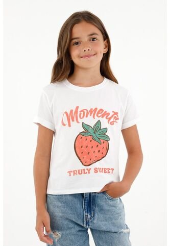 Camiseta Blanca Con Estampado Frontal Para Niña Tennis