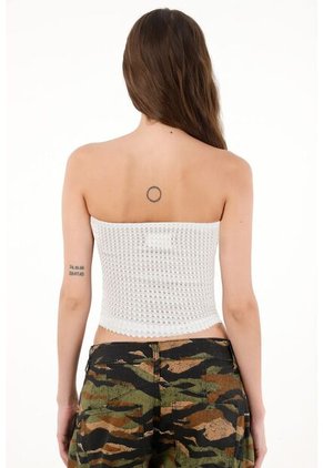 Tennis Camiseta Strapless Con Transparencia Para Mujer