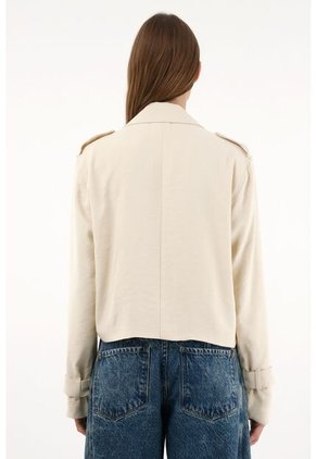 Tennis Abrigo Tipo Biker Crop Top Crudo Para Mujer