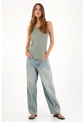 Tennis Jean Horseshoe De Tiro Bajo Con Efecto Vintage Para Mujer