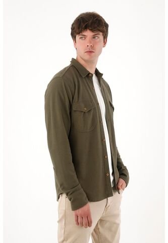 Buzo Tipo Camisa Verde Para Hombre Tennis