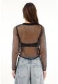 Tennis Camiseta Crop En Malla Negra Para Mujer de Tennis