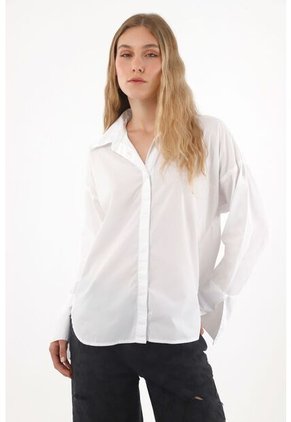 Tennis Camisa Manga Larga Oversized Blanca Para Mujer